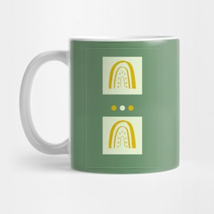 Rainbow with dots - green and yellow Mug